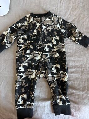 Little Bipsy Black, Gray & Cream Camouflage Zip One-Piece